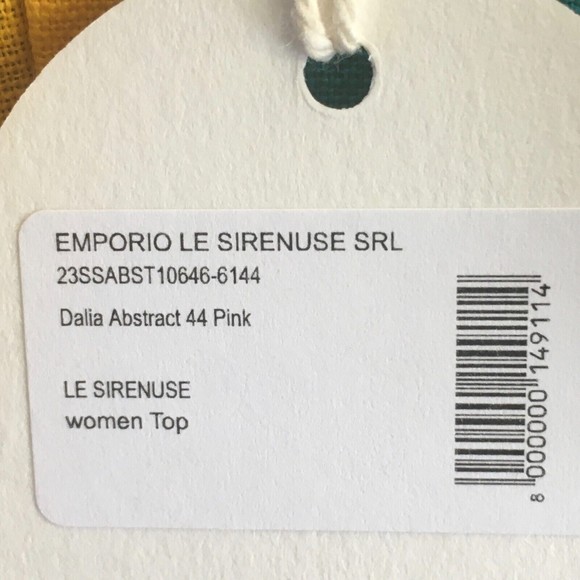 Emporio Sirenuse Positano Women 44/US 8 Pink Dahlia Abstract Linen Crop Top NWT - Picture 9 of 13